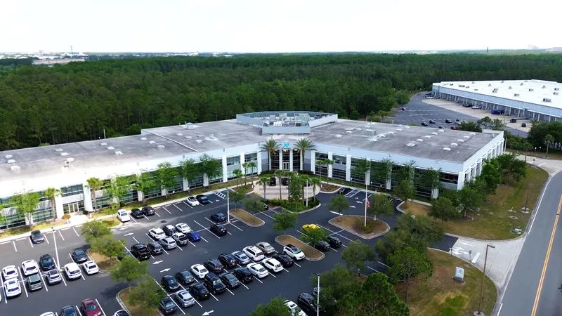 FAA-licensed aerial photography of a corporate campus in Palm Beach County