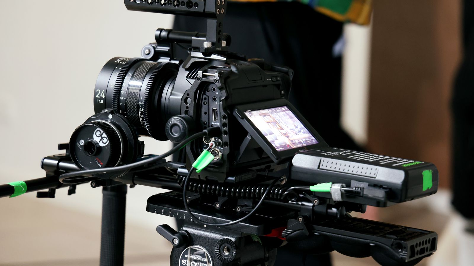 Close-up of a professional cinema camera setup on a film set in Craigieburn, Australia.
