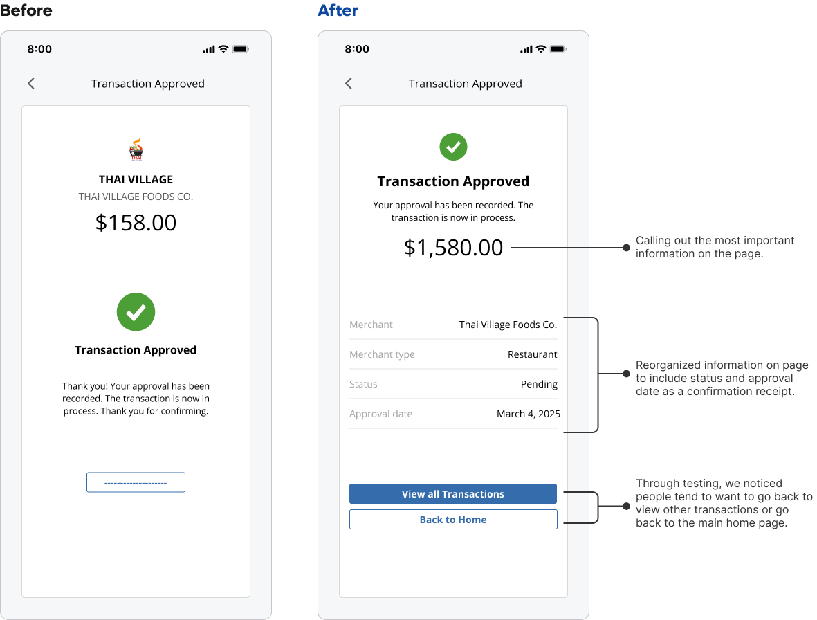 designed wireframe: payment completed