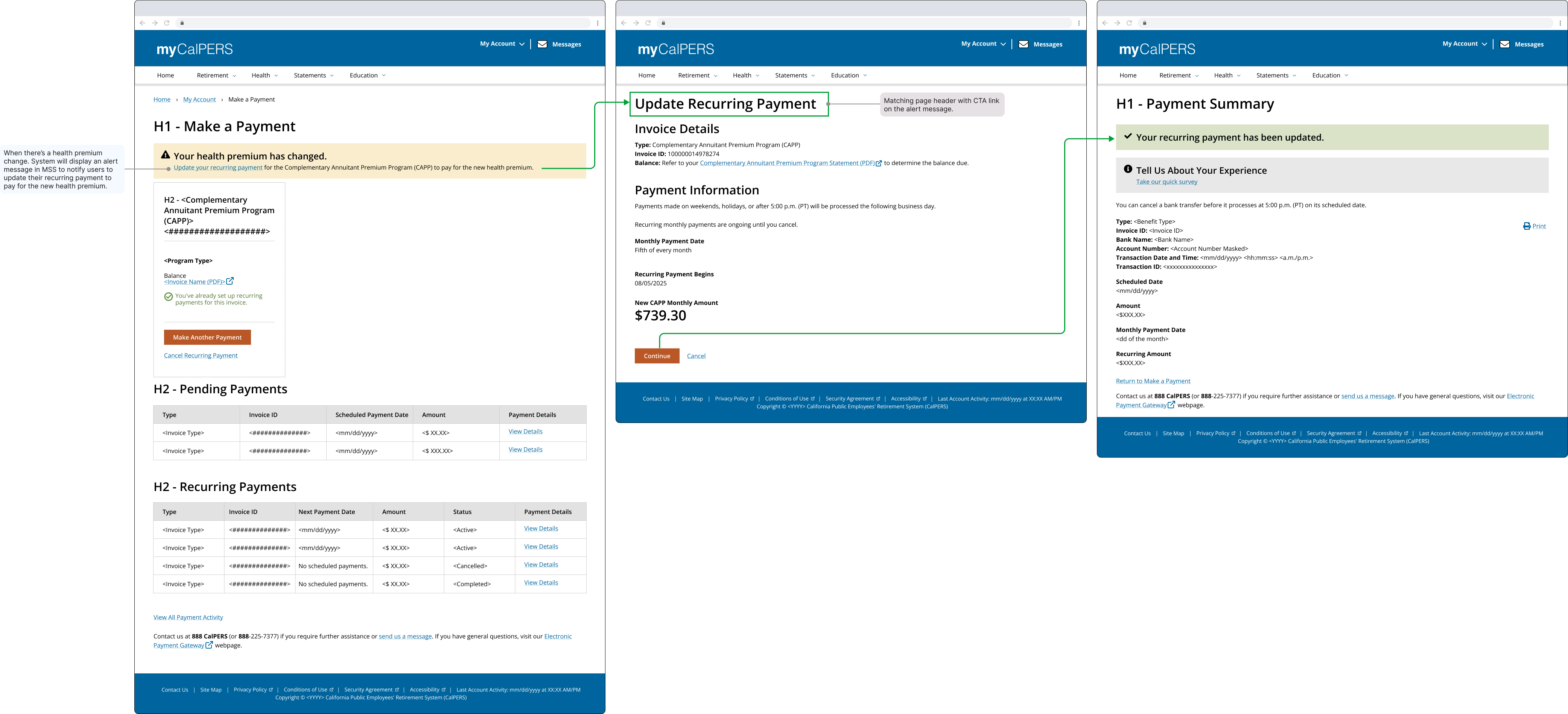 designed recurring payment wireframes