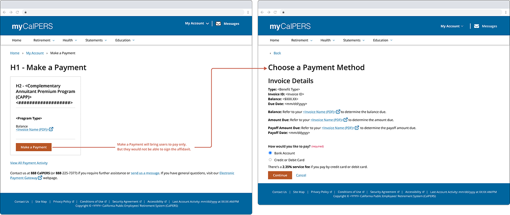 existing make a payment wireframe
