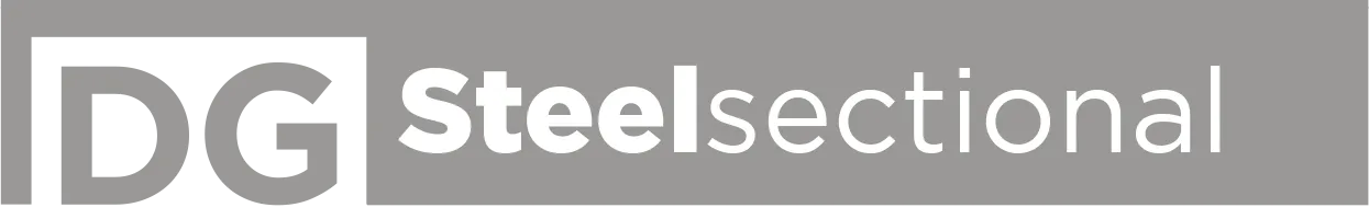 Logo with the letters 'DG' followed by the word 'Steelsection' in bold and regular font on a gray background.