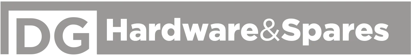 DG Hardware & Spares logo on gray background.
