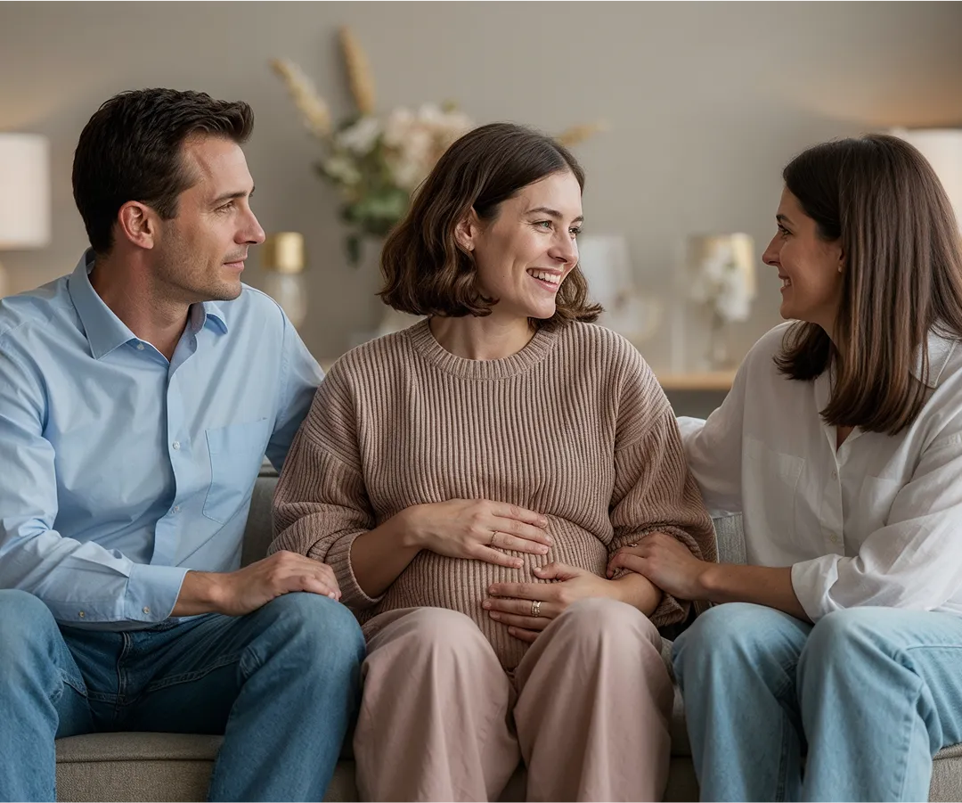 A couple of people that are sitting on a couch.
