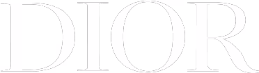Dior brand logo in white letters on a transparent background.