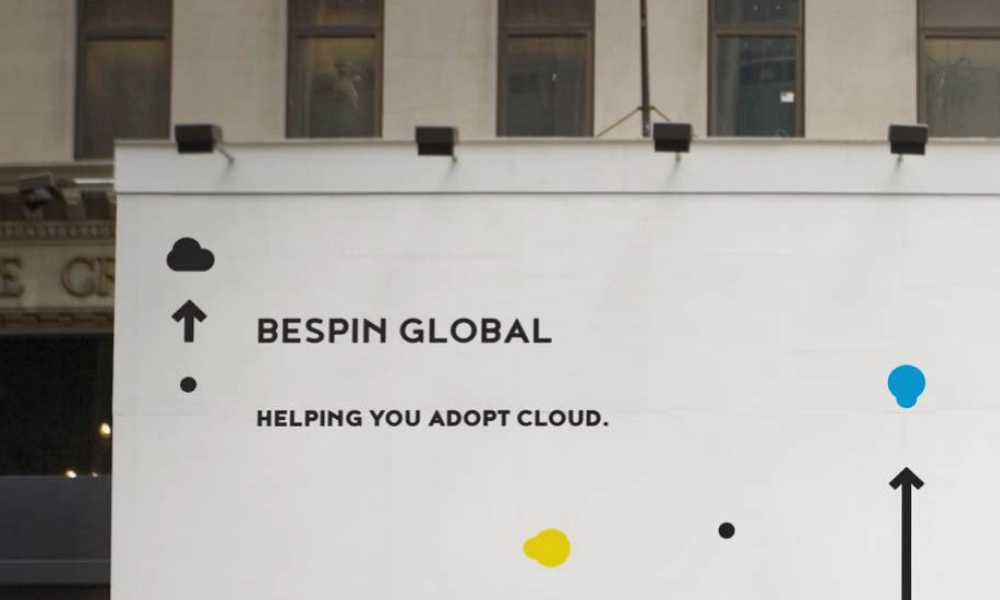 BESPIN GLOBAL billboard with a message promoting cloud adoption