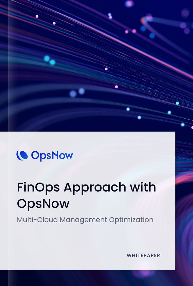 Cover of multi-cloud optimization whitepaper introducing OpsNow’s FinOps approach