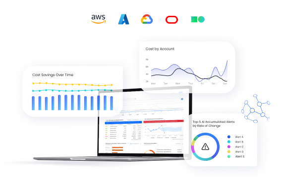Multi-cloud cost analysis dashboard with visualized graphs