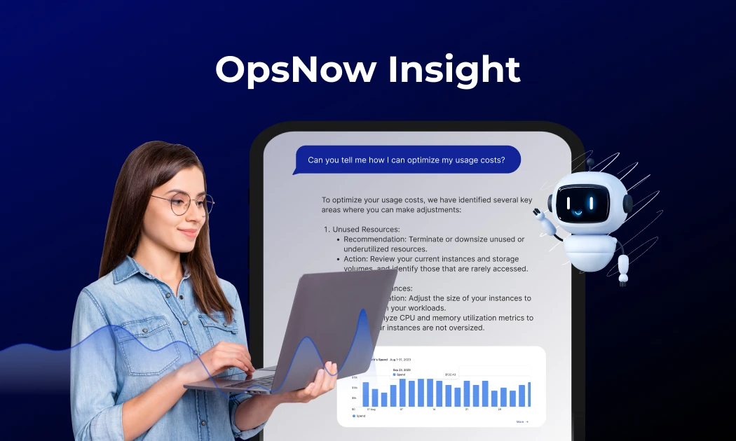 An image explaining the feature of receiving real-time answers with OpsNow Insight.