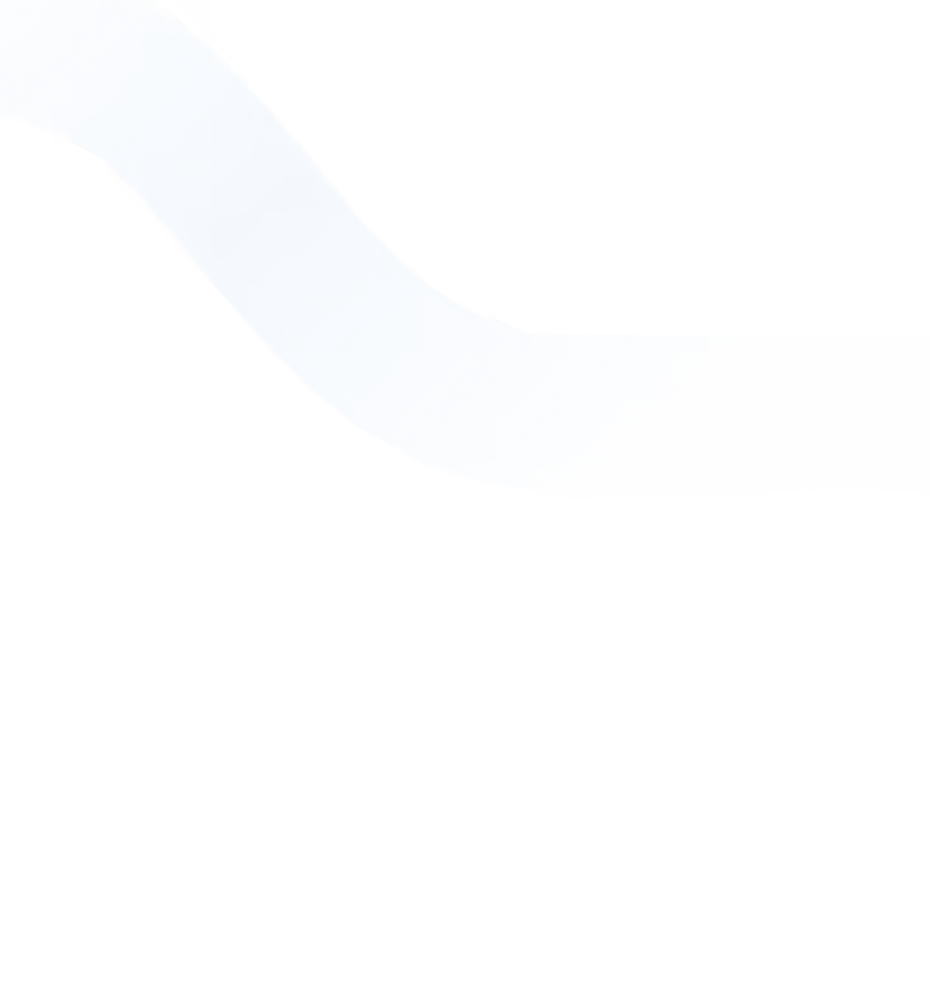 Curved blue gradient line on a transparent background.