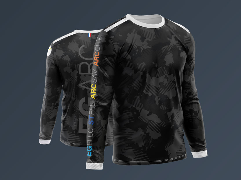 Design de maillots évènementiels branding Groupe EG ARC