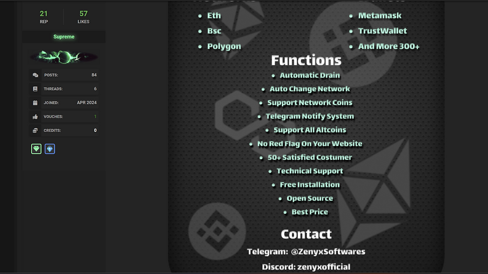 screenshot of wallet drainer