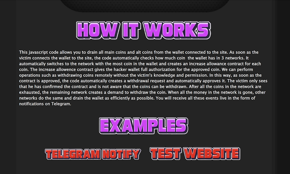 screenshot of drainer