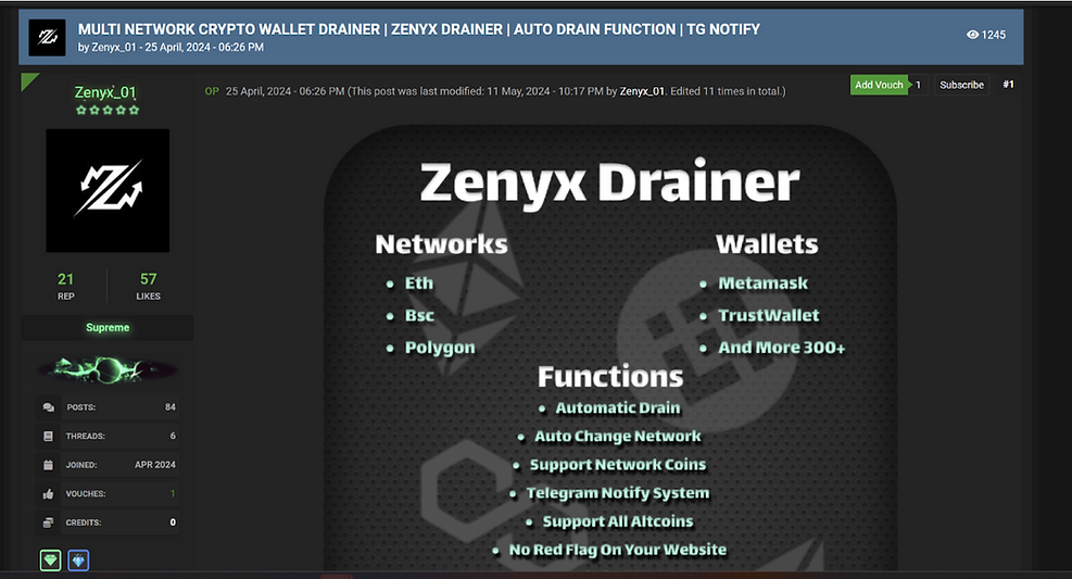 screenshot of wallet drainer