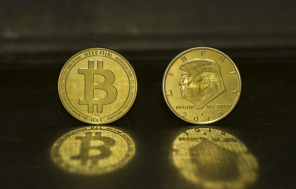 Trump coin next to bitcoin
