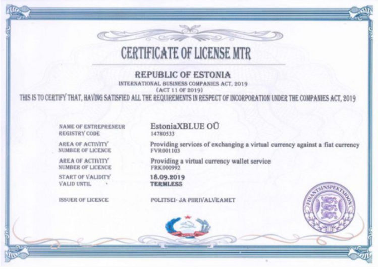 Estonian license obtained by shell company