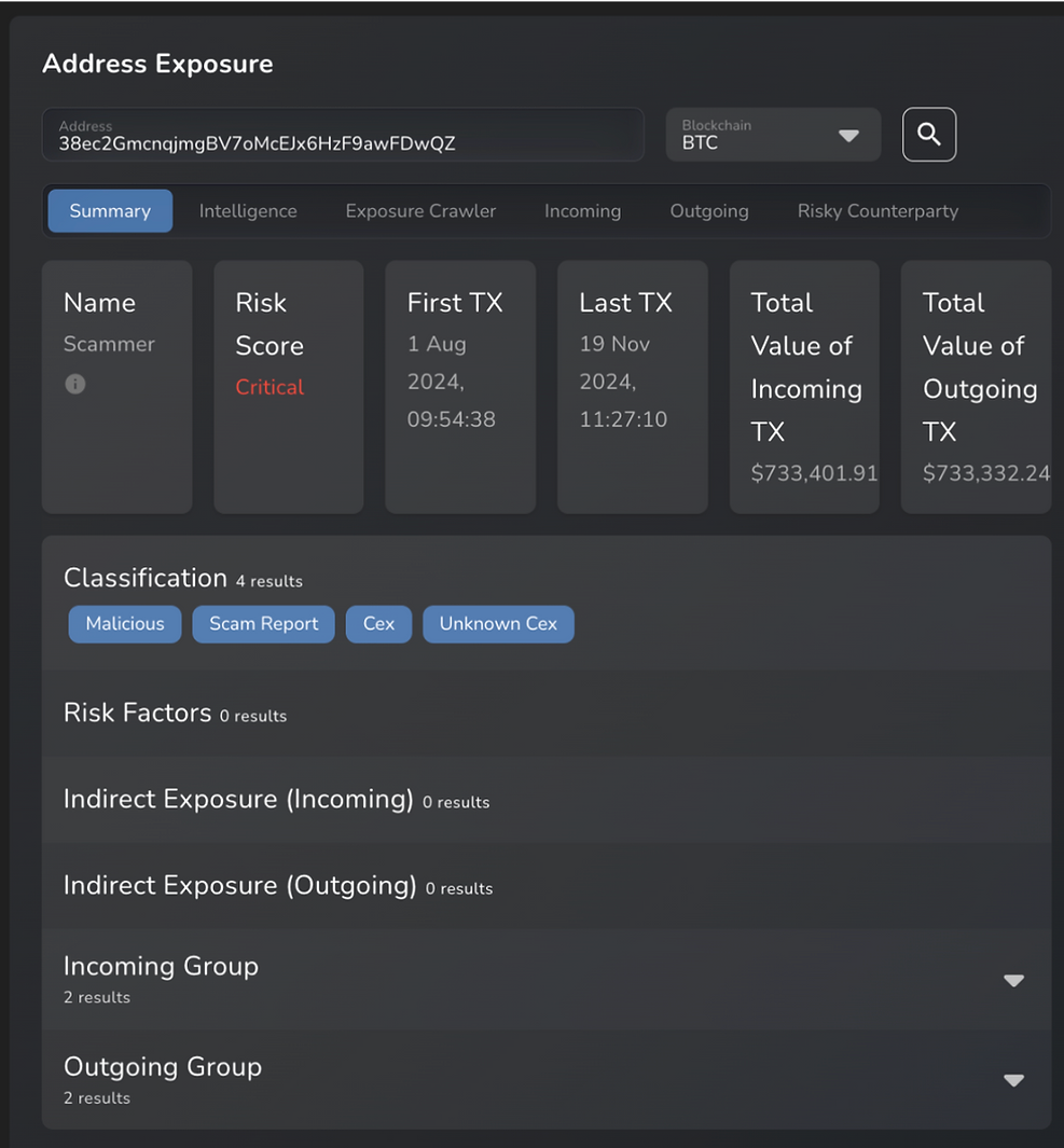 Screenshot of Nominis Vue platform