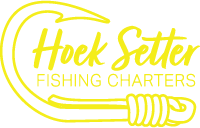 Hook Setter Fishing Charters logo with stylized fishing hook and yellow text.