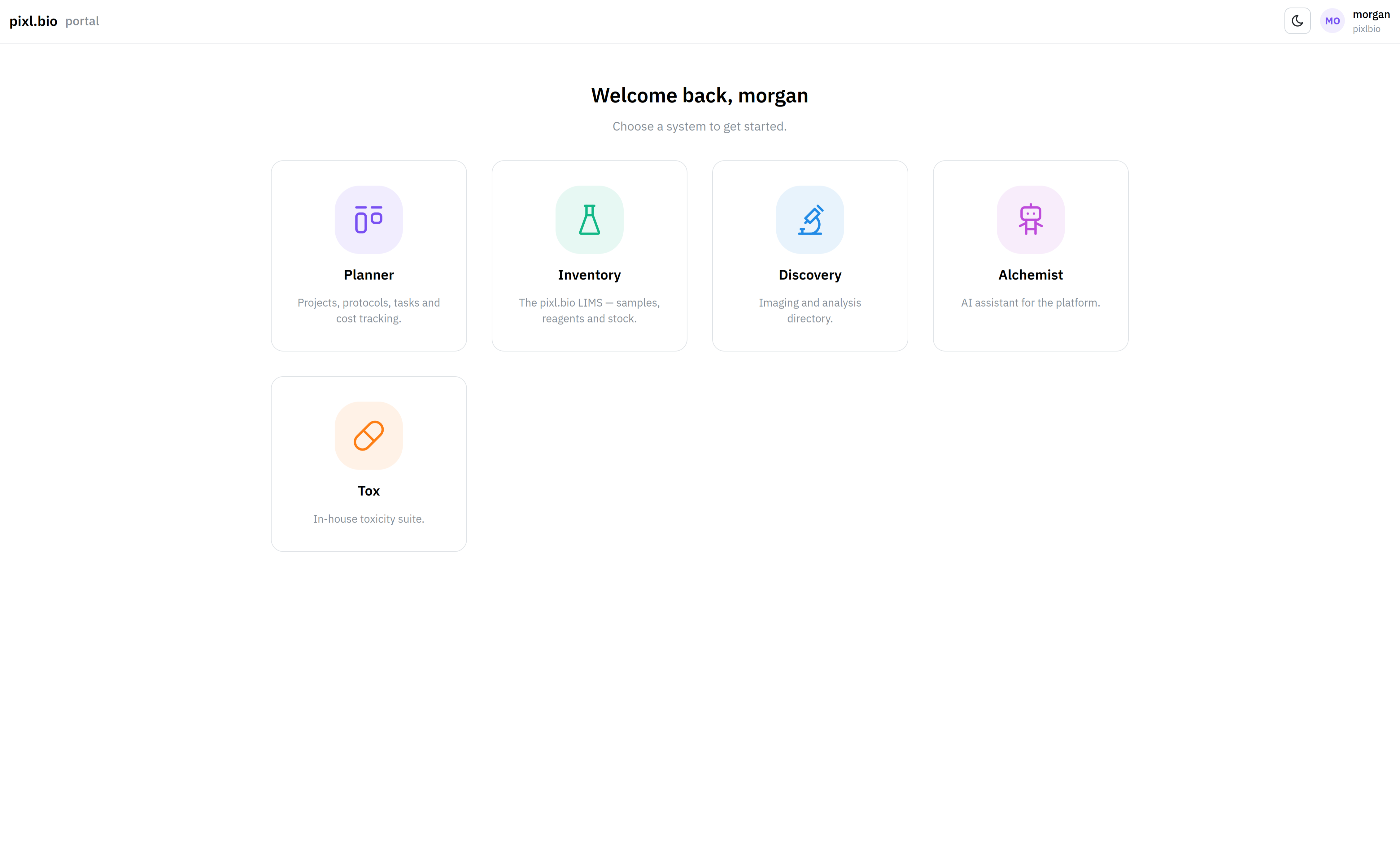 pixlbio OS portal