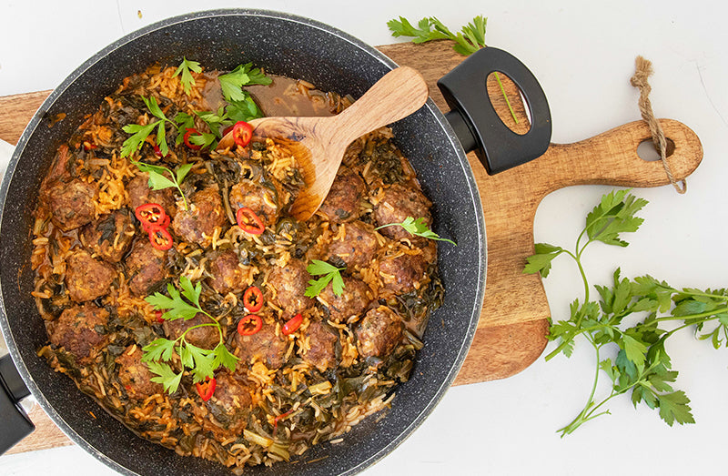 Meatballs in Spanakorizo from BARE Lean