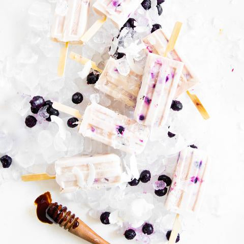 Blueberry and yoghurt iceblock
