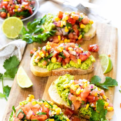 Avocado on toast with corn & tomato salsa