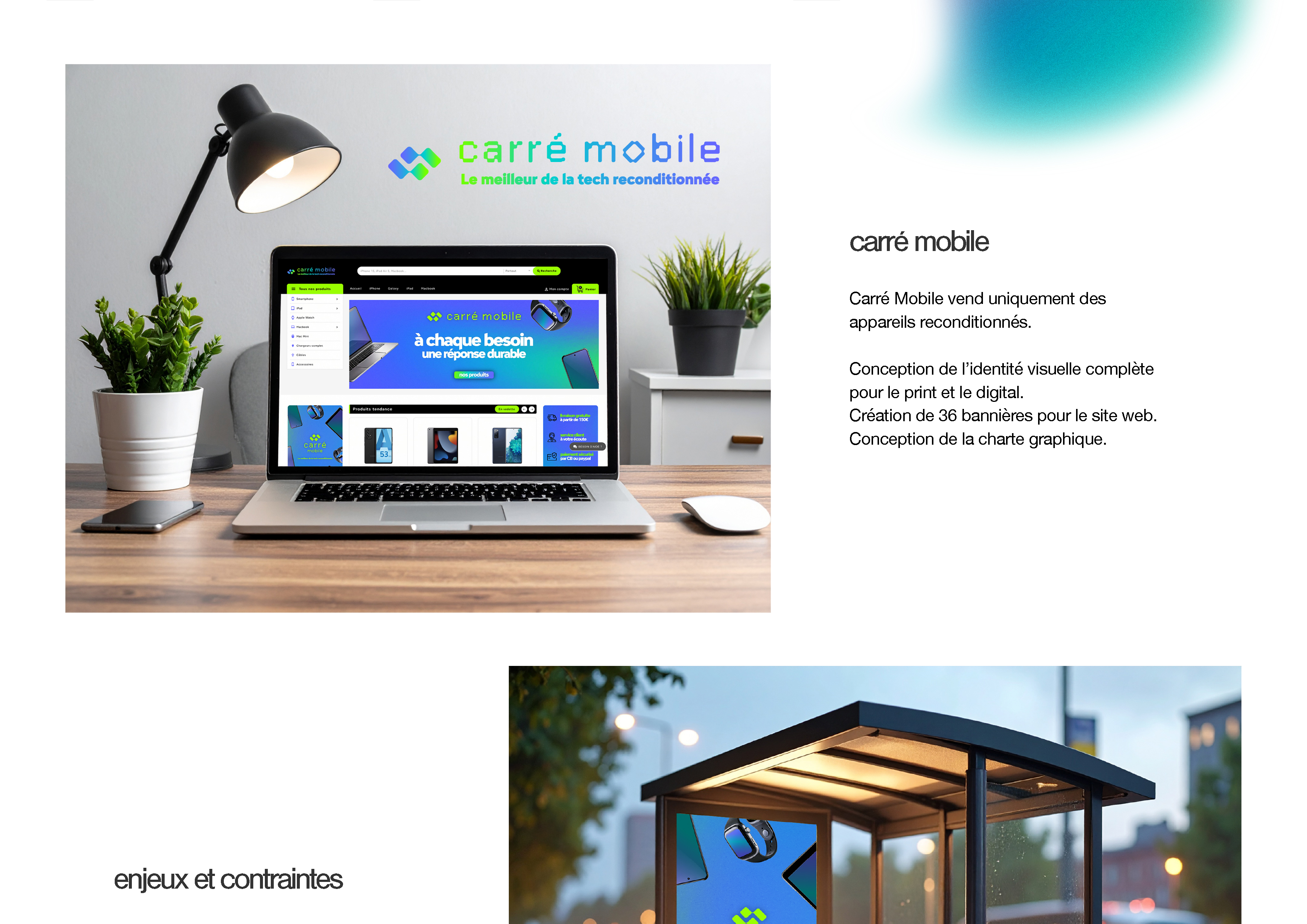 identité visuelle, logo et supports communication pour carré mobile