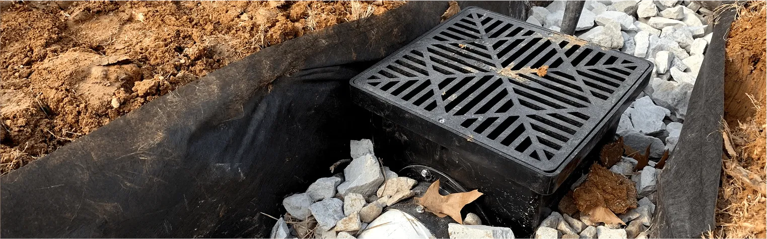 Catch basin connected to orange underground chambers