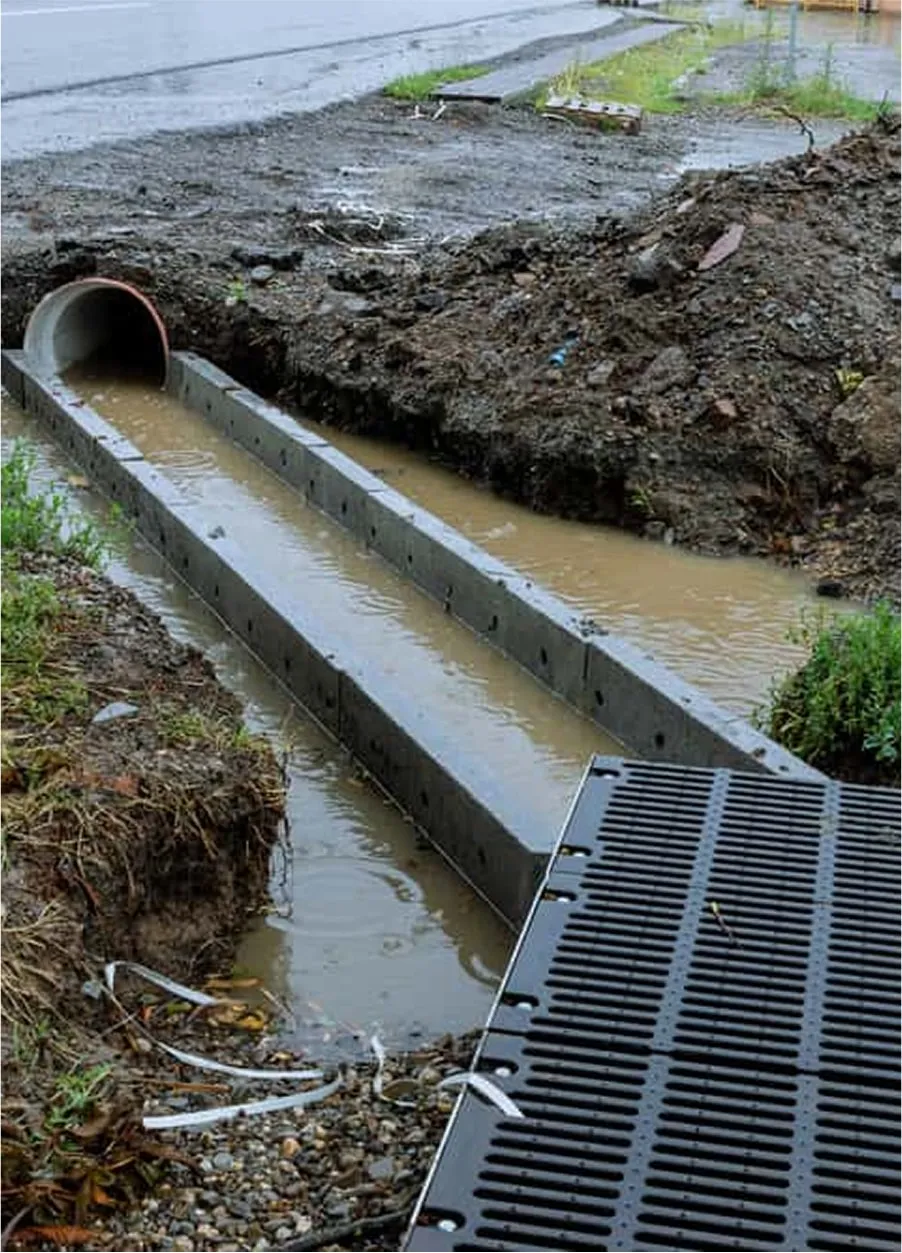 Stormwater management certification area featuring drainage infrastructure
