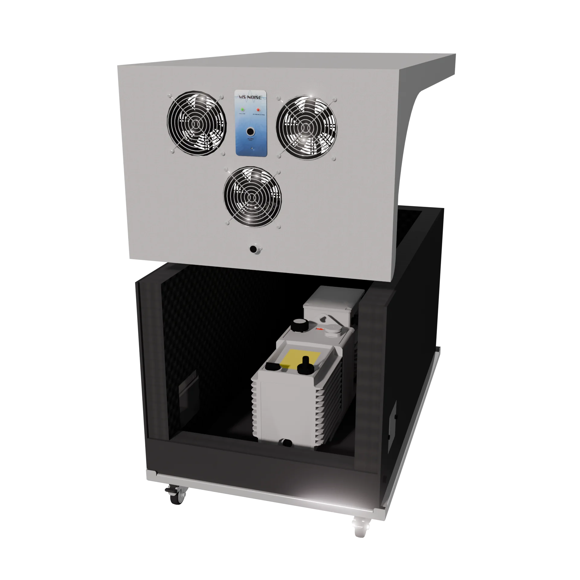 Noise reduction enclosure for Alcatel vacuum pumps