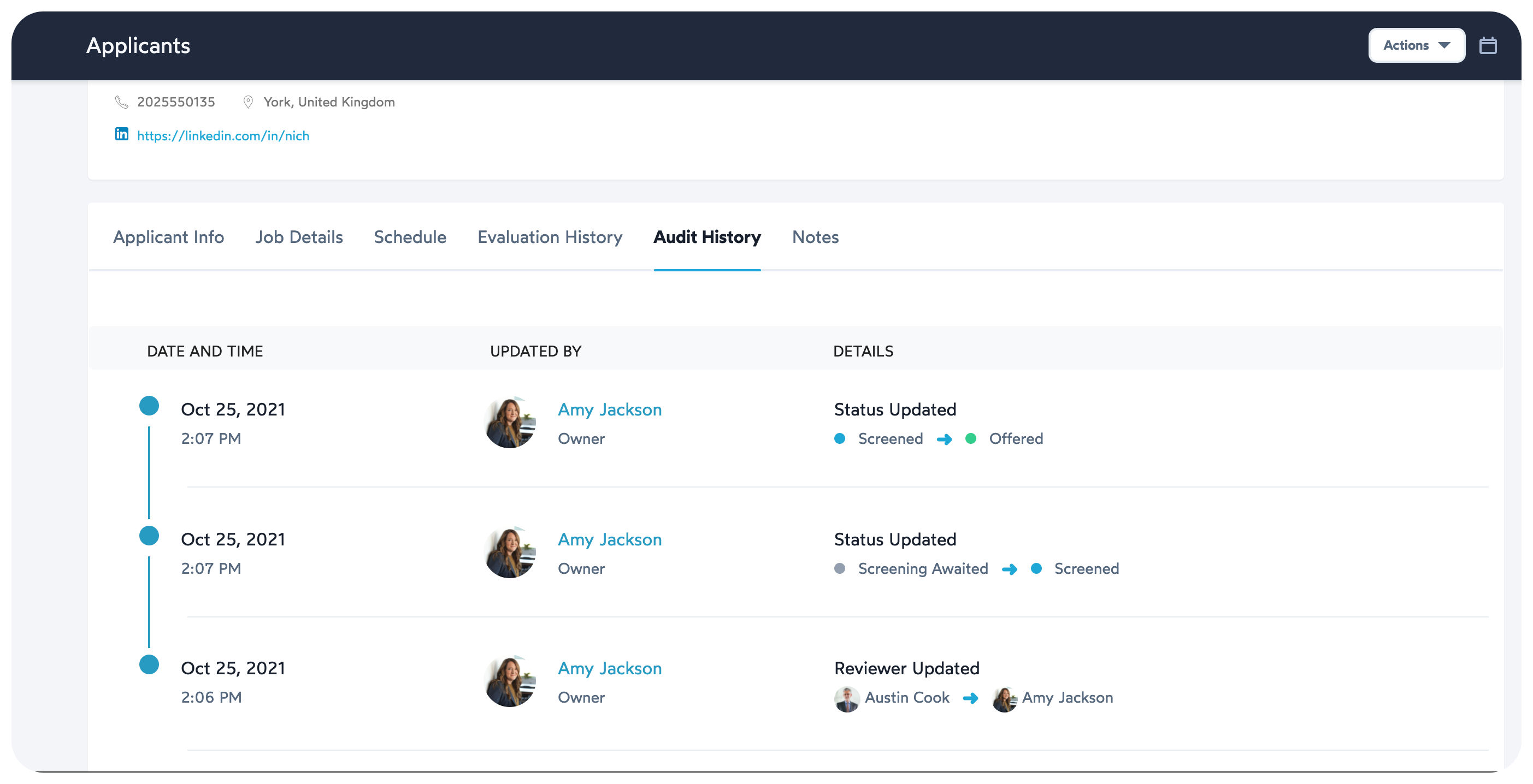 audit applicant history