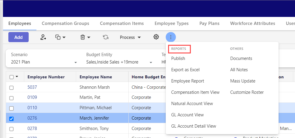 Managing Employee Information Using the Reports Option