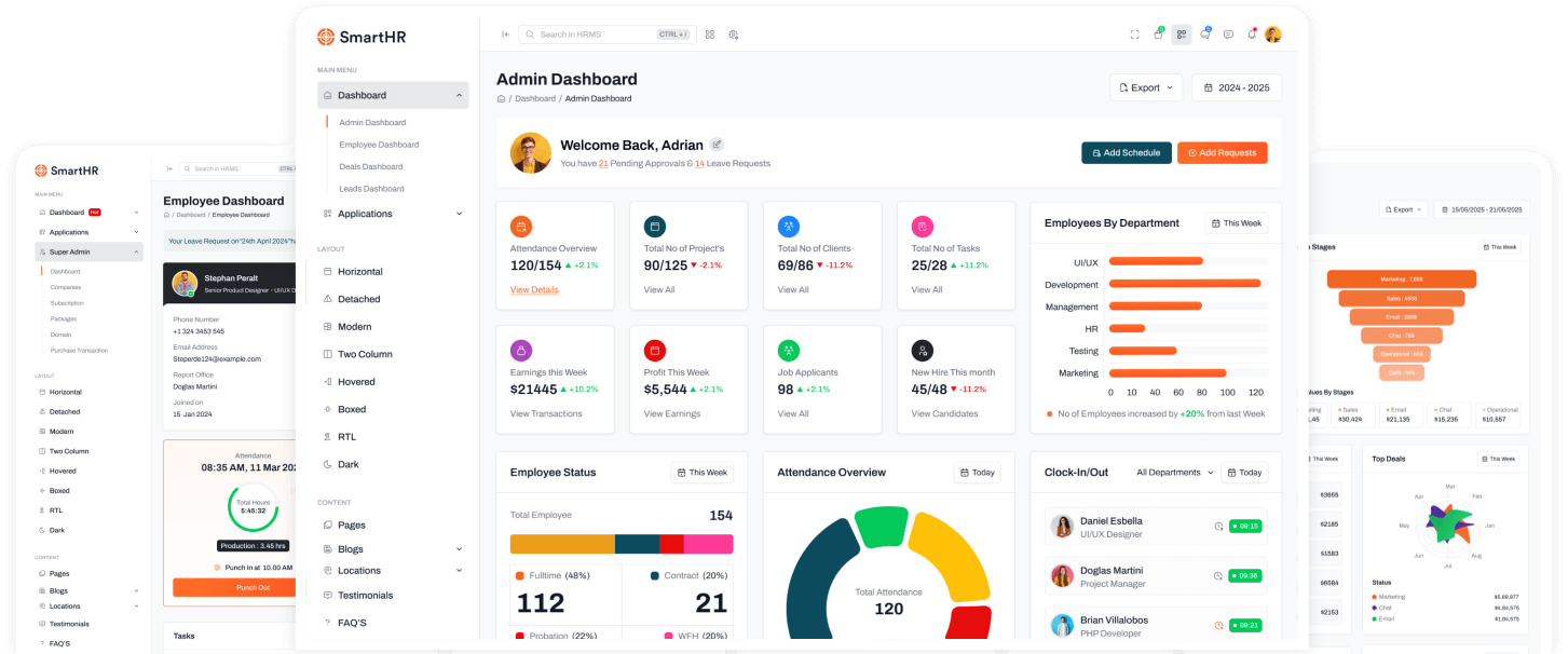 HRMS | HR Management Admin Dashboard Template | SmartHR