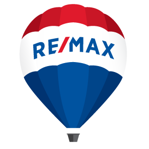 Red, white, and blue hot air balloon with the RE/MAX logo across the white section.