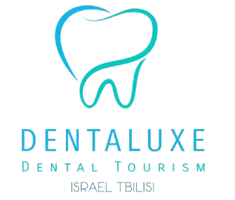 Logo of Dentaluxe Dental Tourism Israel Tbilisi with a stylized tooth outline above the company name.