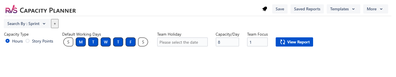 Dashboard Image of Capacity Planner plugin by RVS Softek