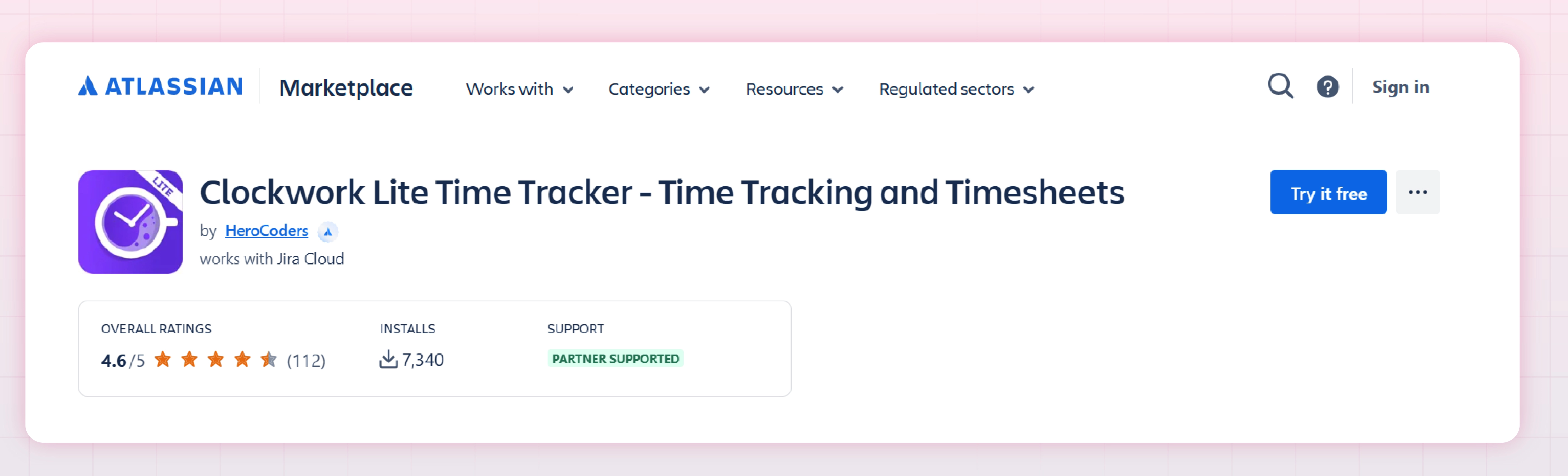 Atlassian Marketplace listing of Clockwork