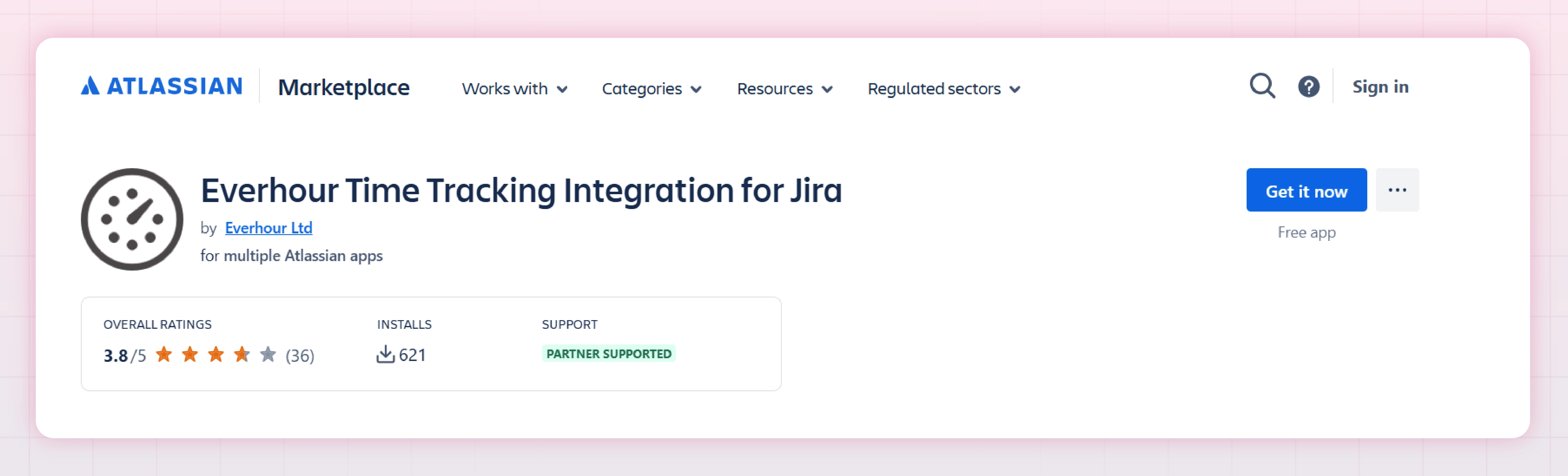 Atlassian Marketplace listing Everhour