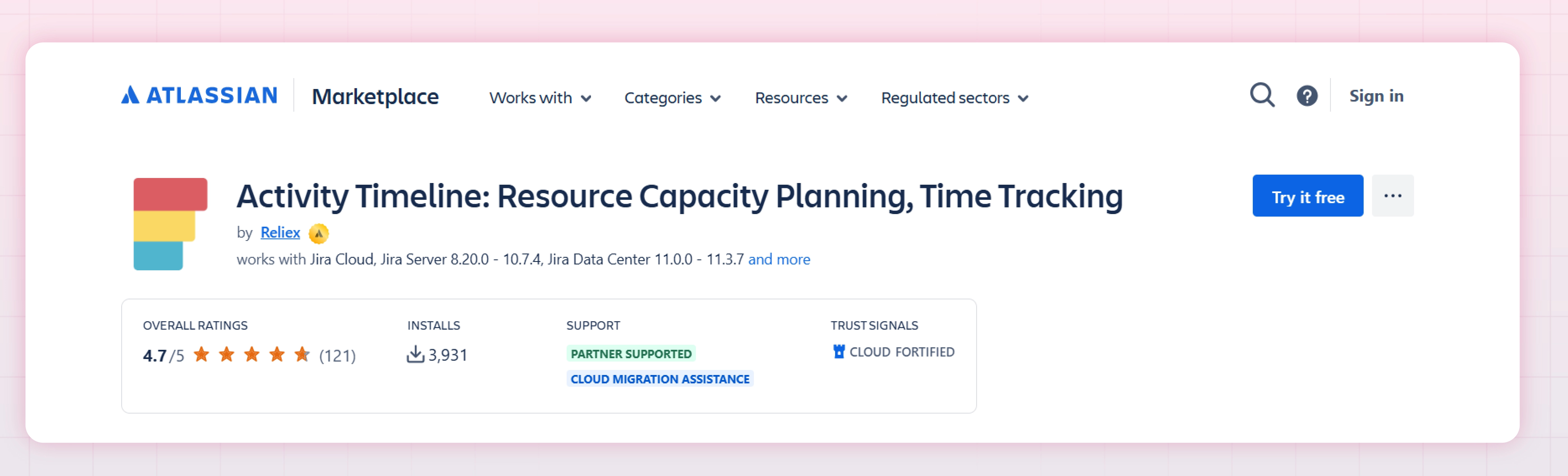 Atlassian Marketplace listing Acitivitytimeline