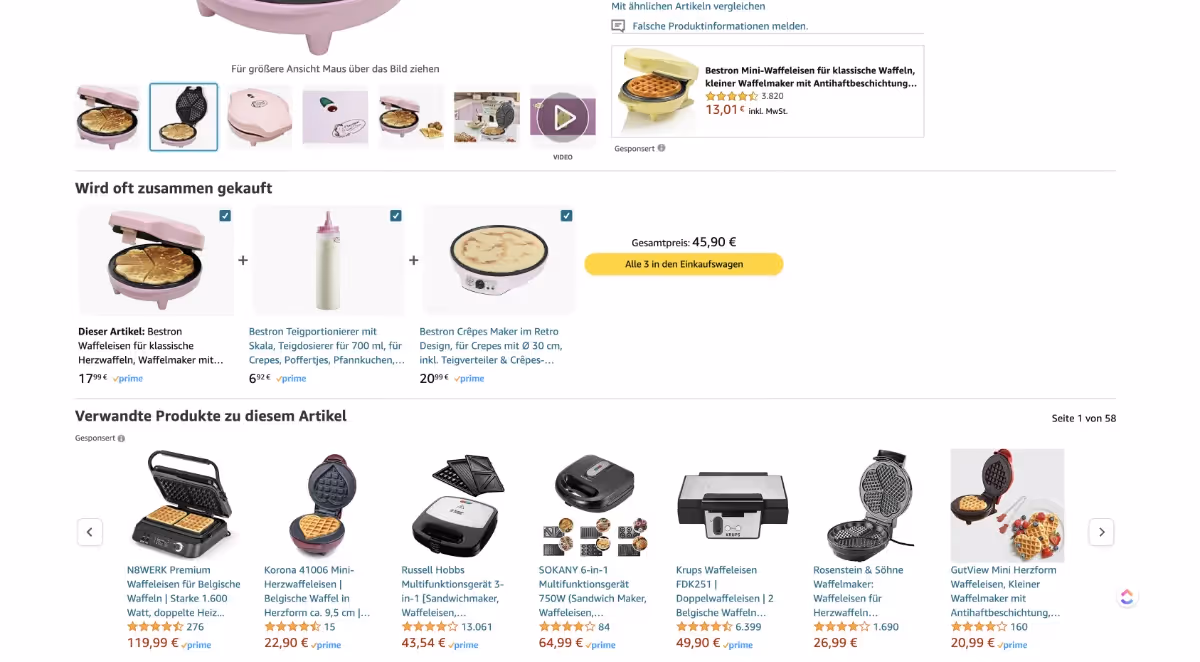 Abbildung: Amazon empfiehlt immer eine Menge an zusätzlichen Artikeln