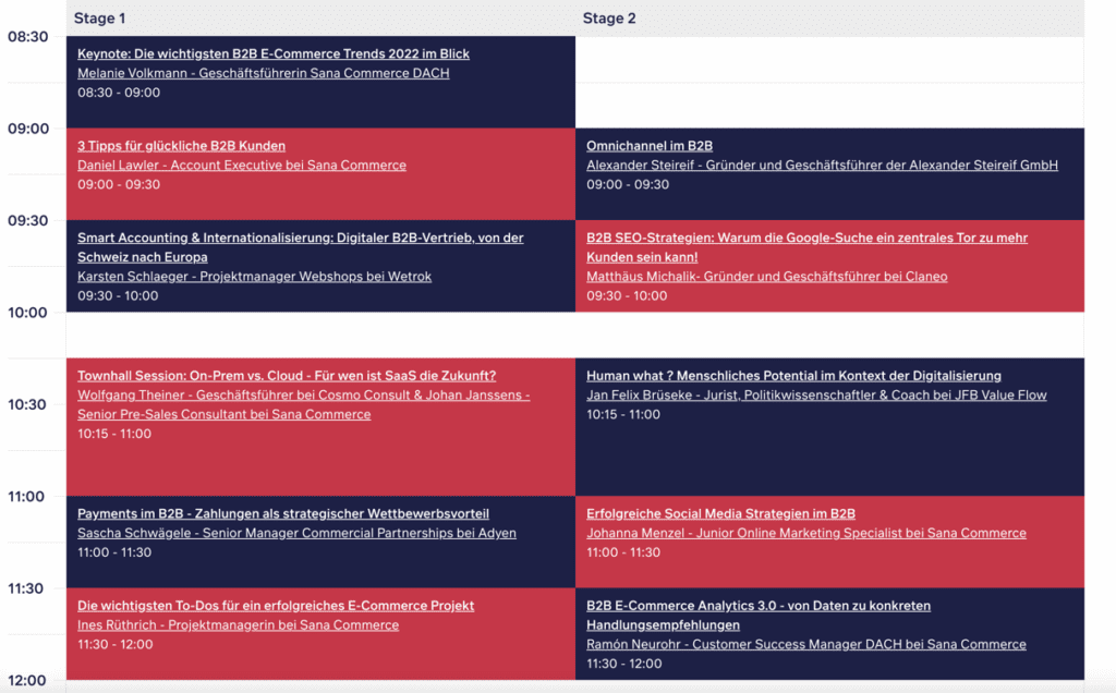 Programm Übersicht – 10 Themen von 09.00 bis 12.00