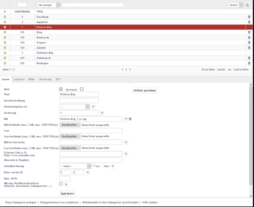 Oxid Backend, Quelle: Oxid