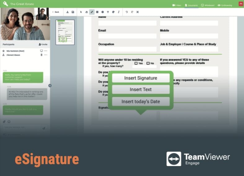 eSignature Funktion innerhalb von TeamViewer Engage