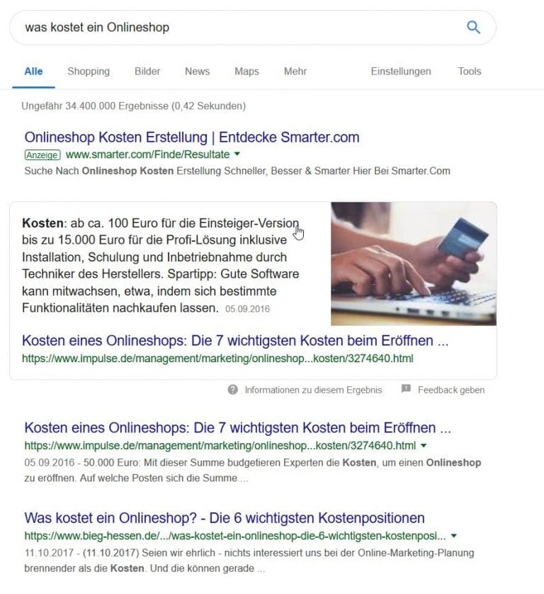 Was kostet ein Onlineshop? Teil 1