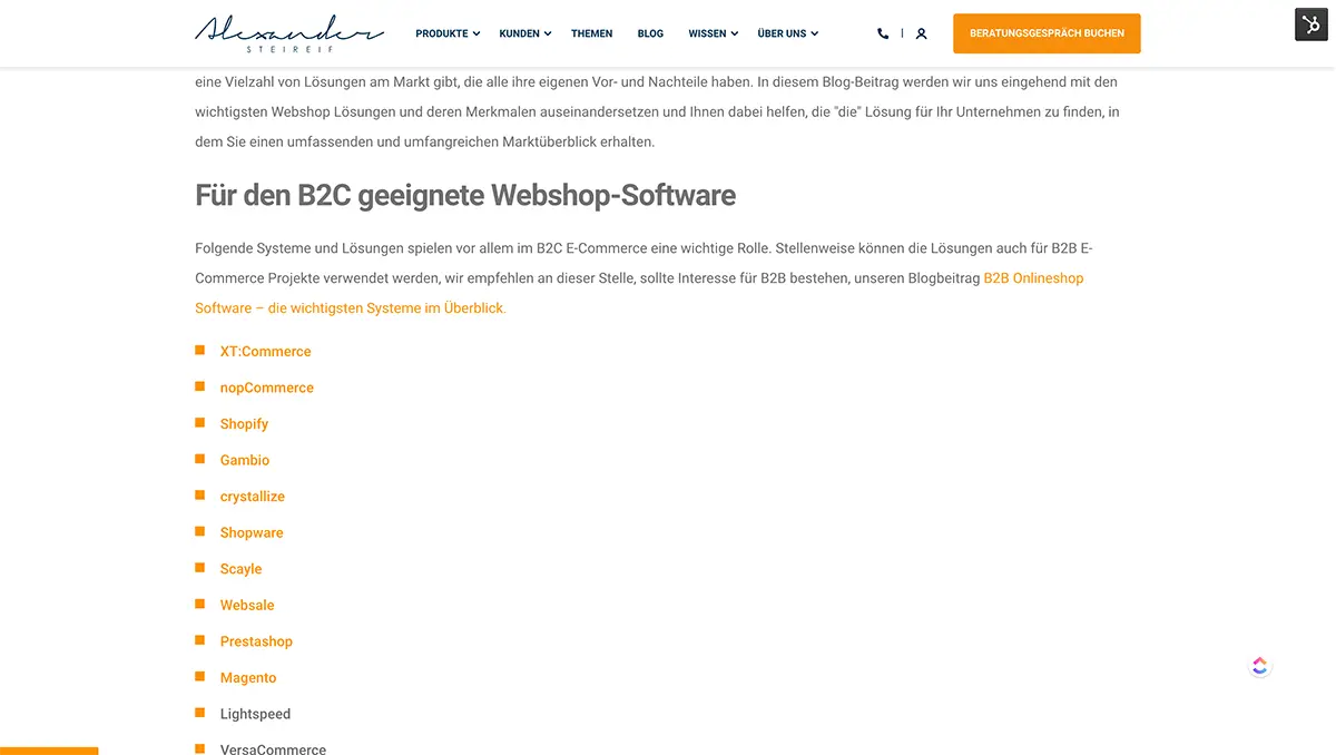 Abbildung: E-Commerce Systeme gibt es wie Sand am Meer - sowohl im B2C wie auch im B2B