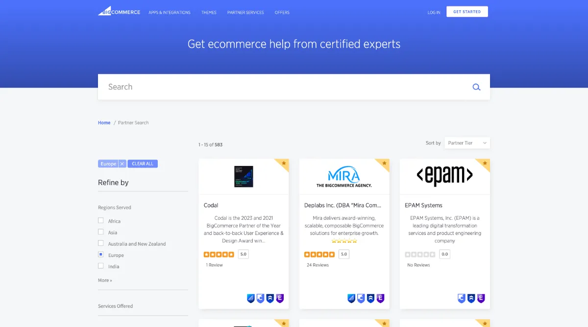 Im Partnerverzeichnis sind alle offiziellen Partner. Es gibt jedoch auch unabhängige Agenturen für BigCommerce