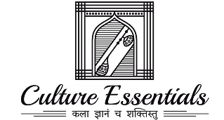 Culture Essentials logo with a stylized pen nib inside a window frame and the tagline in Hindi below.