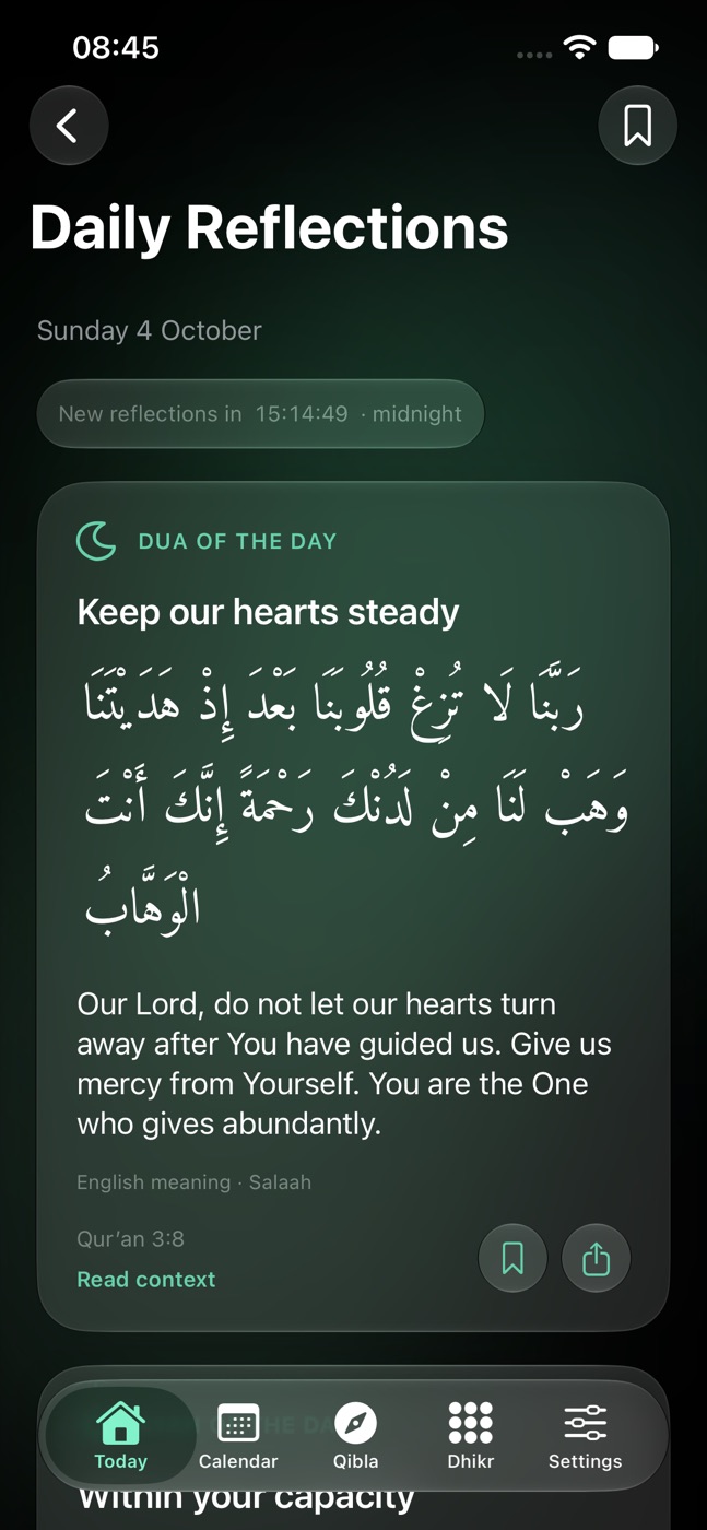 Salaah Daily Reflections screen
