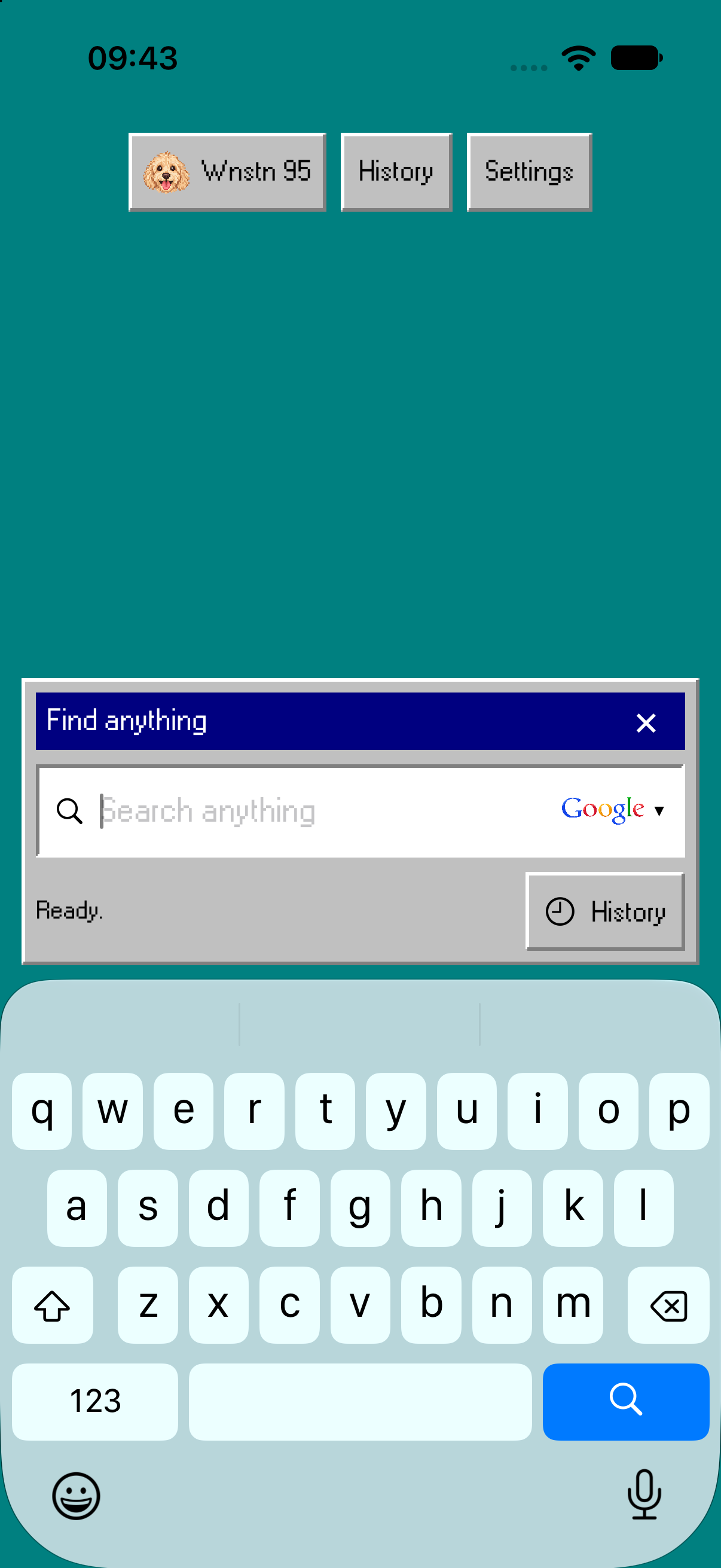 The Wnstn 95 interface inside an iPhone screen