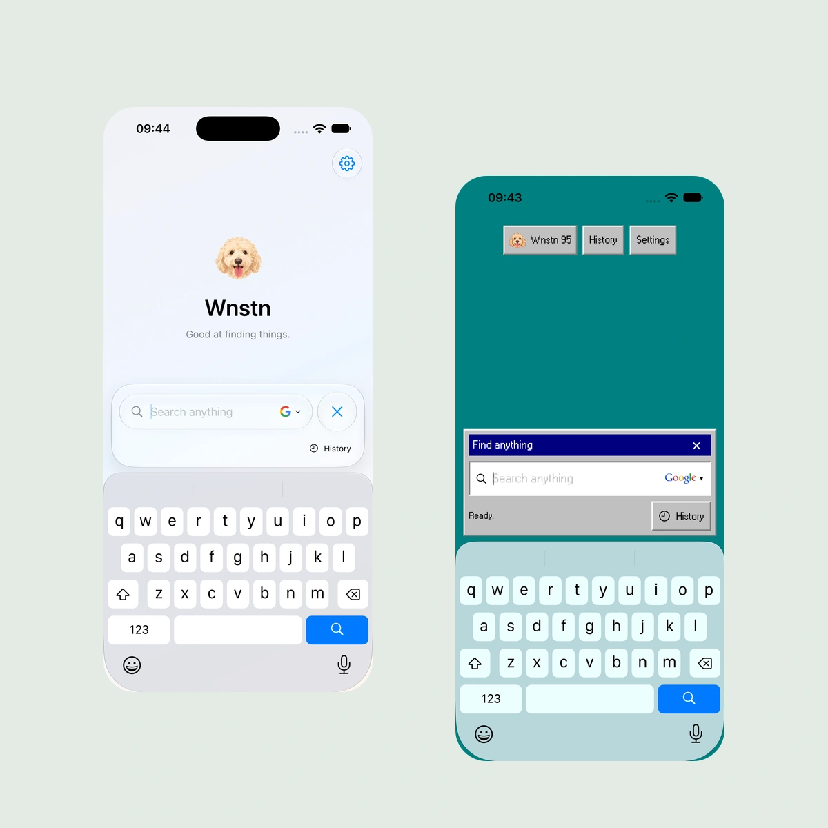 Wnstn iPhone app in Regular and Wnstn 95 themes